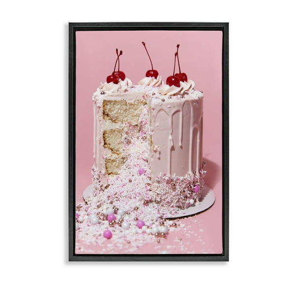 Stupell Industries Glam Gemstone Cake Food & Beverage Painting Black Floater Framed Art Print Wall Art, 17 x 25