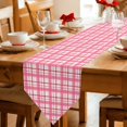 thumbnail image 2 of Vintage Plaid Table Runner Linen Burlap Table Runner 70 Inches Long Pink Modern Checkered Farmhouse Stripes Dresser Scarves for Kitchen Island Coffee Dining Room Party Holiday Decoration 13"x70", 2 of 8