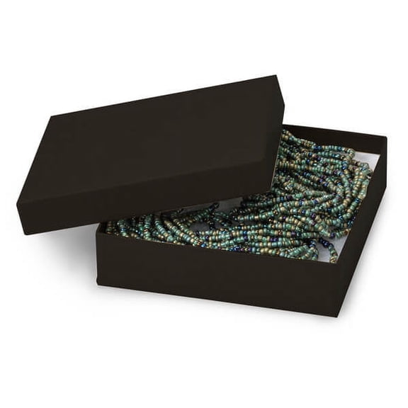 Pack Of 100, Black Matte Kraft Jewelry Box W/Non-Tarnish Cotton 4 X 4 X 1 Made In USA