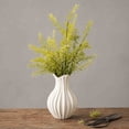 thumbnail image 5 of MMJ Fluted Ceramic Vase Set of 2 Matte Black White Table Centerpiece Home Decor 8.27x5.12x5.12in With Leaves, 5 of 7