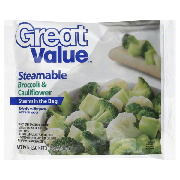 Great Value Frozen Steamable Broccoli & Cauliflower, 12 oz – Walmart ...