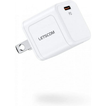 Letscom USB C Charger 20W Fast Charger Compact Compatible With Most Apple and Google - FC236 - White