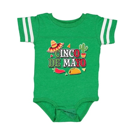 

Inktastic Cinco De Mayo with Sombrero Red Chili Pepper Taco and Cactus Gift Baby Boy or Baby Girl Bodysuit