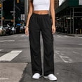 thumbnail image 5 of Gealkoca Womens Cargo Sweatpants Ruched High Waisted Sweat Pants Athletic Solid Color Casual Wide Leg Joggers Loose Fall Pants with Pockets, 5 of 8
