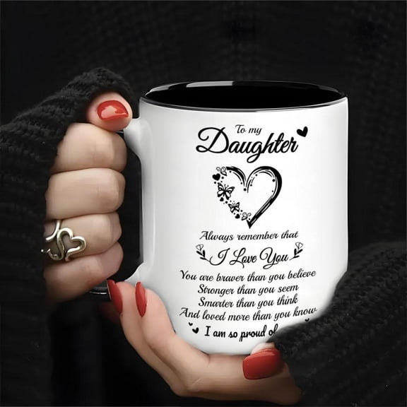 Cherished Daughter 11oz Ceramic Coffee Mug Birthdays Mother S Day Easter Graduation from Mom and Dad Durable Insulated with Comfort Handle Birthday Gifts Holiday Gifts Easter Gifts