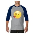 thumbnail image 1 of Mens Raglan Sleeve Baseball T-Shirts - Emoji Winky Face, 1 of 5