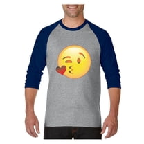 Mens Raglan Sleeve Baseball T-Shirts - Emoji Winky Face