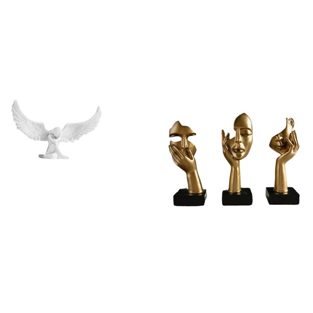 Estatua de ángel pensador de resina, estatuilla, escultura de arte abstracto, adorno decorativo para oficina, estantería, inauguración de la casa, pas