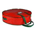 thumbnail image 2 of Large Christmas Wreath Storage Bag 24” - Garland Holiday Container with Tear Resistant Fabric - Featuring Heavy Duty Handles and Transparent Card Slot - (Red), 2 of 8