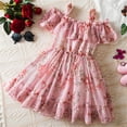 thumbnail image 4 of Summer Savings Clearance 2025! Loopsun Toddler Summer Dresses, Girls' Summer Short Sleeve Ruffled Round Neck Lace Embroidery Mesh Princess Dress Pink 4-5 Years, 4 of 5