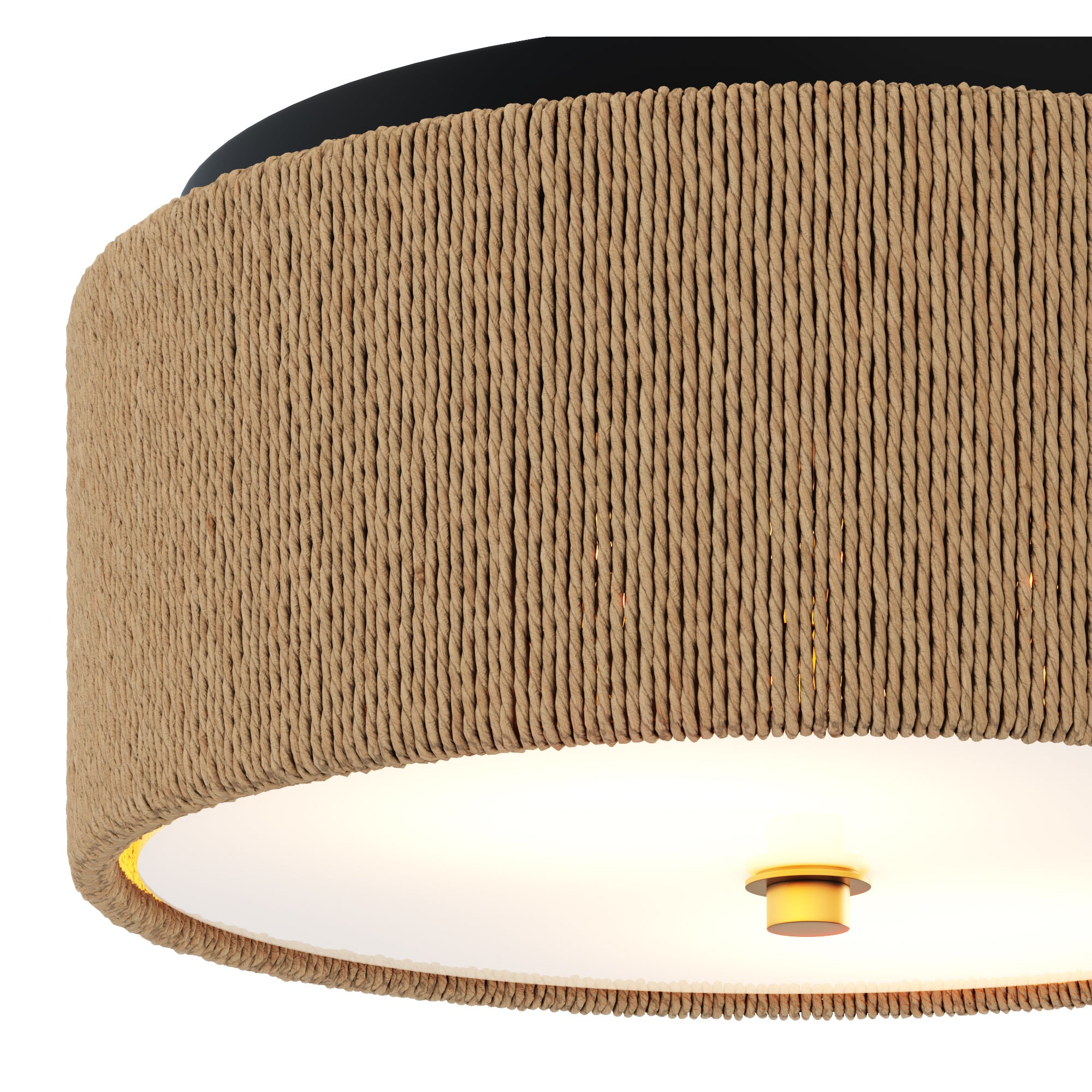 Nathan James Juluca Boho Light Fixture, Flush Mount Ceiling Light with Frosted Glass Diffuser, Rustic Boho Ceiling Light with Seagrass Shade