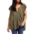 thumbnail image 2 of Free People Womens High Low Aster Henley Shirt, Verde, Small Free People henley, 2 of 2
