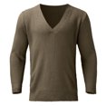 thumbnail image 1 of MIASHUI Men's Fall Winter Pullover V-Neck Solid Color Cardigan Knit Shirt Jacket Long Sleeve Comfort Brown,S, 1 of 5