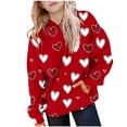 thumbnail image 1 of Sudadera con capucha para niña, para el Día de San Valentín, con estampado de color, de manga larga, informal, deportiva, con capucha, de manga larga, con inserciones en los hombros, blusa de poliéste, 1 of 6