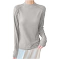 thumbnail image 3 of YOIAVAIOY Women's Mock Turtleneck Shirts, Long Sleeve Mock Neck Pullover Tops Slim Fitted Stretch Undershirt Tee Blouse Gray XL, 3 of 6