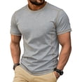 thumbnail image 2 of ZRGHAOYLQ Men’s Solid Stitch Contrast Trim Crew Neck T Shirt Short Sleeve Color Line Spliced Pullover Soft Breathable Casual Basic Tee, 2 of 9