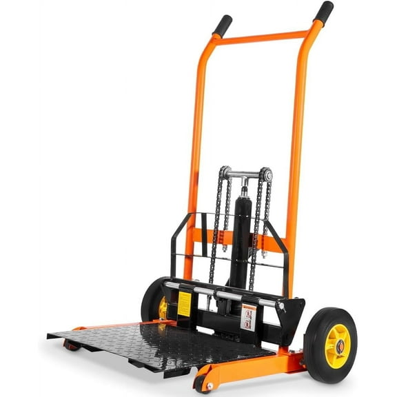 Stark USA Hydraulic Material Lift Cart, 441 lb Portable Winch Stacker with Flat Bed & Fork Arms, 36” Lift Height