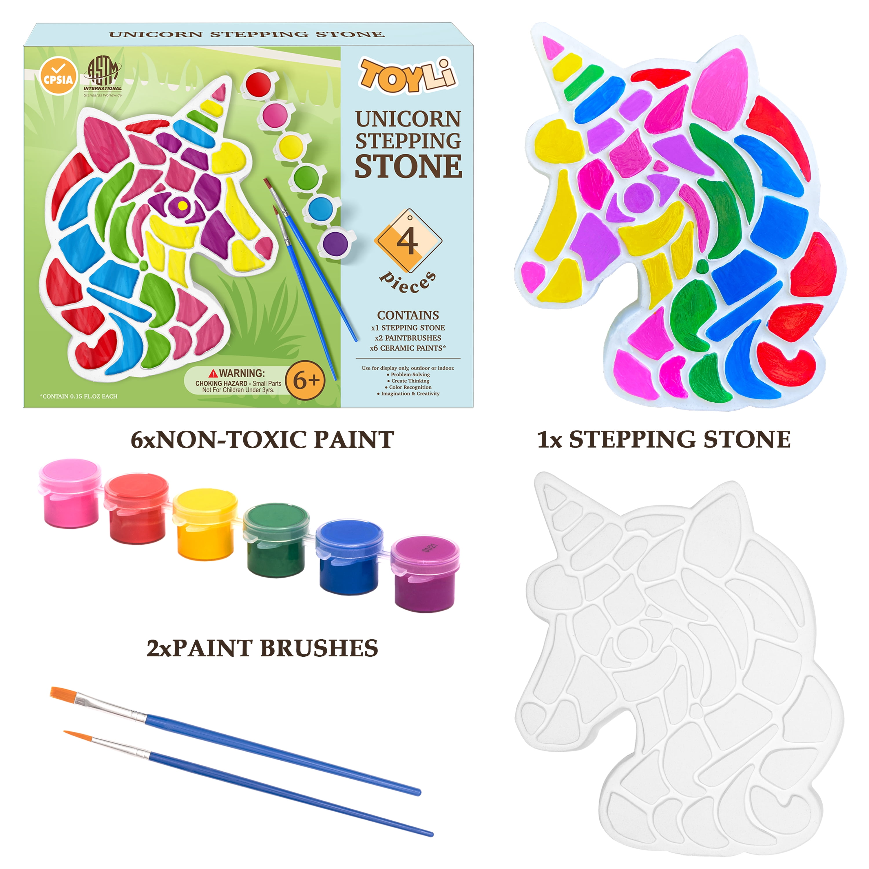 TOYLI Unicorn Stepping Stone Painting Kit for Kids, Girls, Boys, Toddlers, Art for Kids