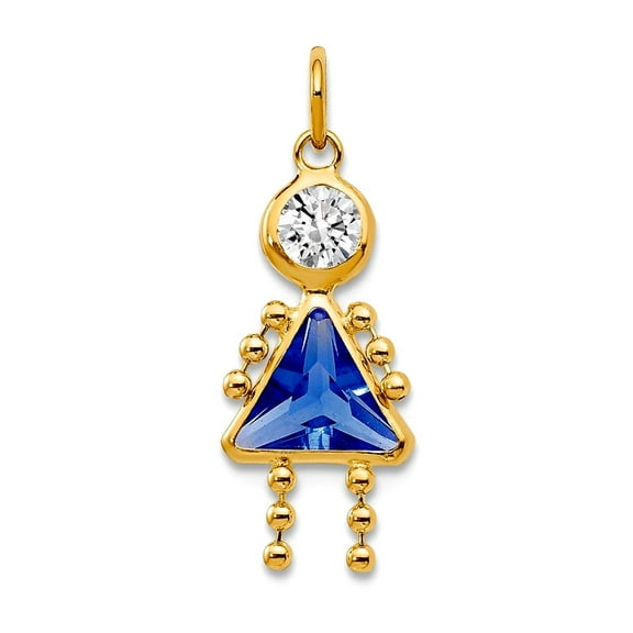 10k Yellow Gold Polished September Charm 20x10mm Wide Pendant Necklace for Women