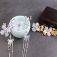 thumbnail image 3 of Vintage Bridal Beads Butterfly Pearl Plum Blossom Branch Tassel Hairpin Hair Fork Hanfu Hair Accessories Flower Hair Sticks GOLD, 3 of 5