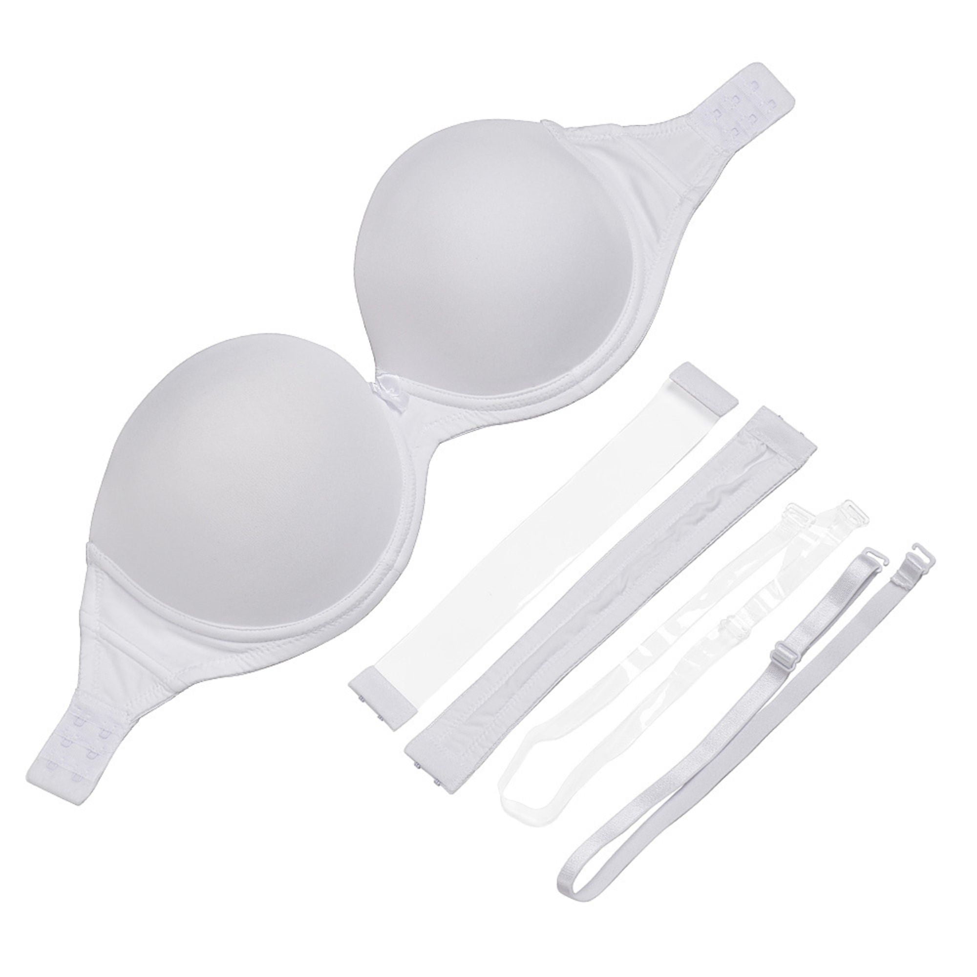 YANDW Strapless Bra for Women Clear Back Convertible Padded Multiway Bras with Underwire, White 34C