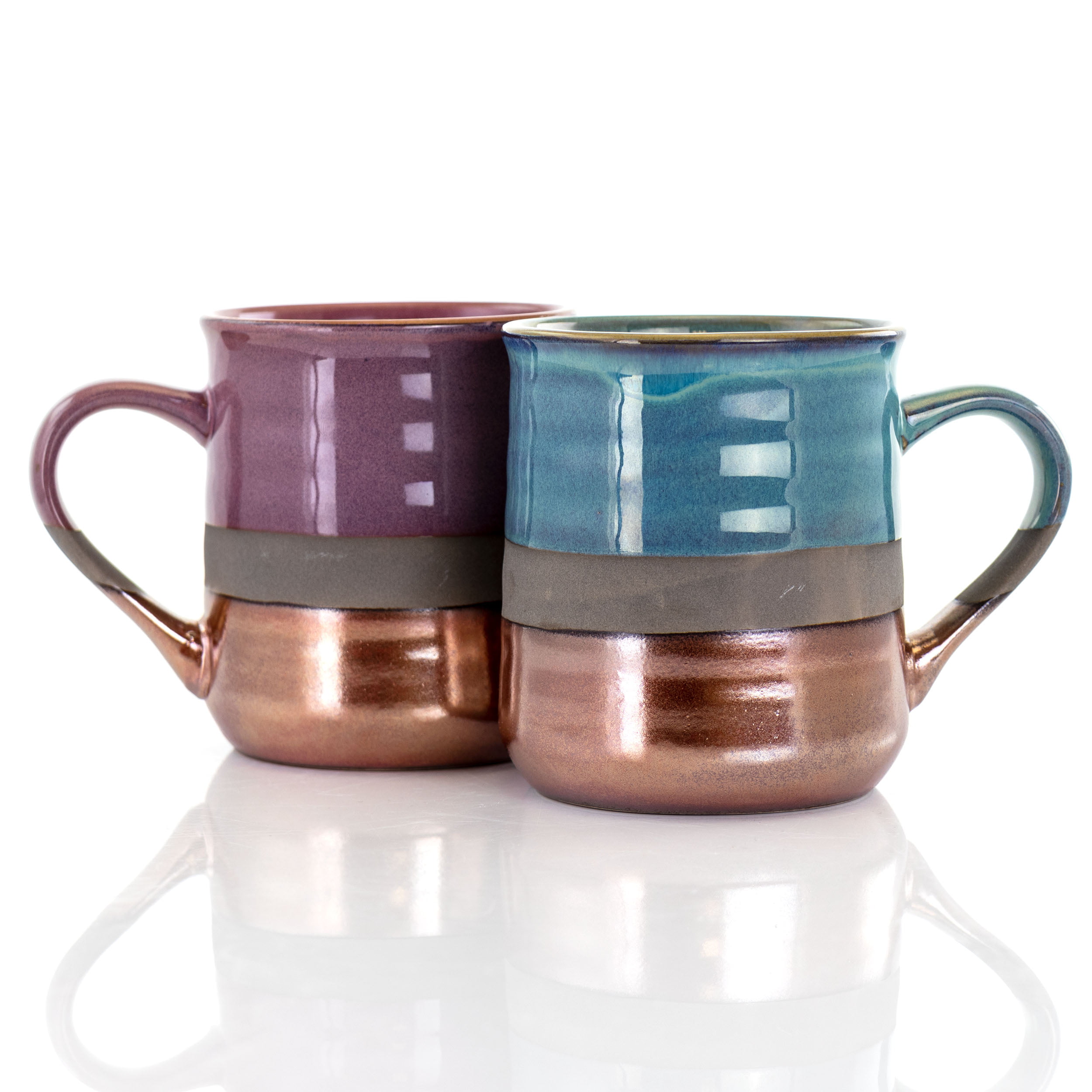 Gibson Home Color Café 13 Piece Assorted Color Stoneware Mug Set w/Metal Rack and Saucer Set