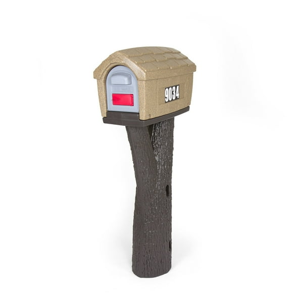 Simplay3 Kit Combo Boîte aux Lettres Résidentielle en Plastique Rustique pour Maison avec 2 Portes d'Accès - Grès, Fabriqué aux États-Unis