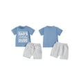 thumbnail image 2 of Caoirhny 0-3T Toddler Baby Boys Summer Shorts Sets Short Sleeve O Neck Letter Print Tops and Solid Color Shorts 2Pcs Outfits, 2 of 9