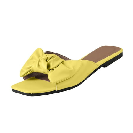 

Womens Solid Bow-Knot Open Toe Slippers Shoes Comfy Sandals Casual Comfortable Beach Sandals Summer Open Toe Slide Sandals Comfortable Flats Flip-Flops Casual Platforms Heeled Wedge Sandals A14703