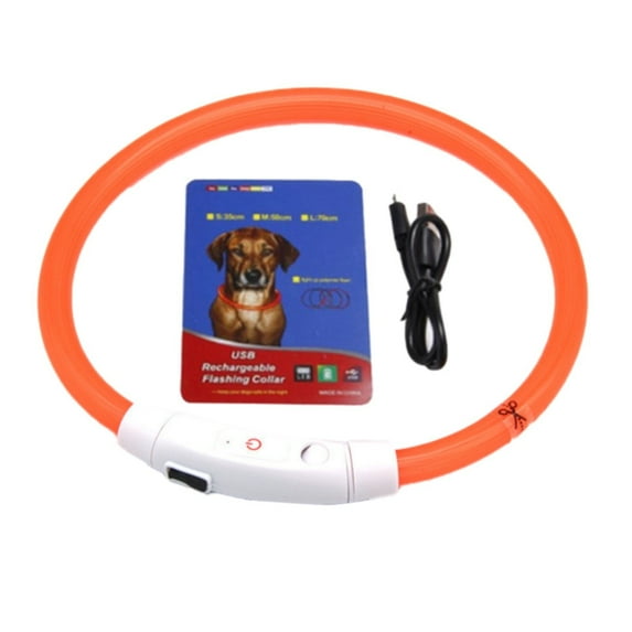 Barhoo Led Light up Dog Collar Usb Rechargeable Glowing Pet Collar for Night Safety 3 Flashing Modes Adjustable Waterproof Illuminated Visibility Necklace for Small Medium Large Dogs Walking
