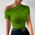 thumbnail image 5 of Women Fashion Tops Sawvnm Fashion Women Short Sleeve Garment Comfortable Breathable Round-Neck Blouses Tops Christmas Gifts Green M, 5 of 6