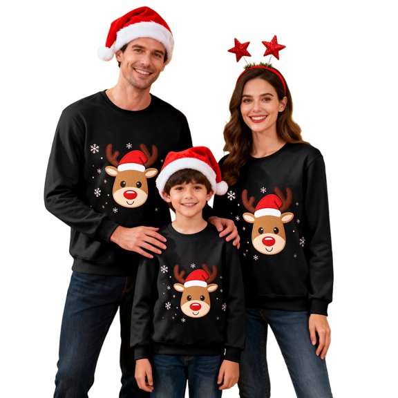 QTSHPN Christmas Sweatshirts for Family Matching Long Sleeve Crewneck Mom Dad Kids Holiday Themed Casual Outfit Cozy Apparel Womens Sweatshirts