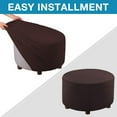 thumbnail image 6 of Round Ottoman Cover, Stretch Footstool Protector Covers Storage Stool Ottoman Slipcovers Jacquard Ottoman Cover with Elastic Bottom Washable Furniture Protector-brown-X-Large, 6 of 7