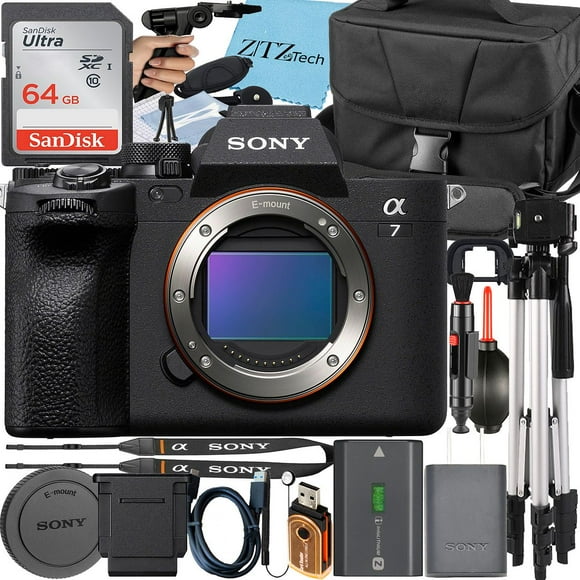 Sony a7 IV Mirrorless Camera + Tripod + 64GB Memory Card + Case + ZeeTech Accessory Bundle