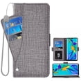 thumbnail image 1 of Huawei P30 Pro Wallet Case Huawei P30 Pro Cover Premium PU Leather Folio Flip Notebook Cover Vogue Business with Credit Slots Wallet Case for Huawei P30 Pro - Gray, 1 of 5