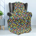 thumbnail image 4 of Geometric Soft Flannel Fleece Throw Blanket, Colorful Composition with Angled Stripes and Squares Retro Style Arrangement, Cozy Plush for Indoor and Outdoor Use, 50" x 70", Multicolor, by Ambesonne, 4 of 5