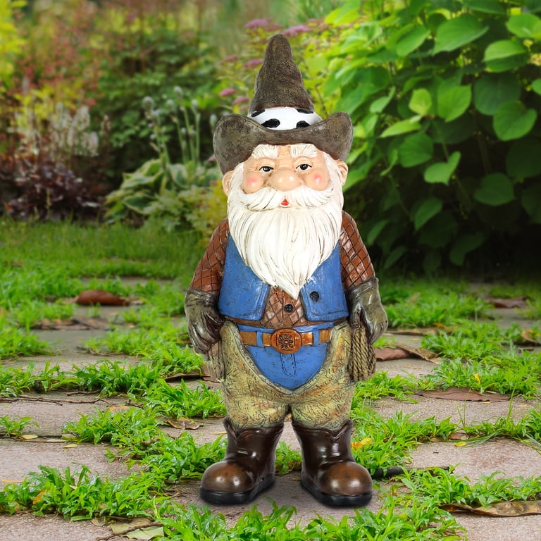 Exhart Bronco Billy Cowboy Gnome Garden Statue, 6 by 13.5 inches