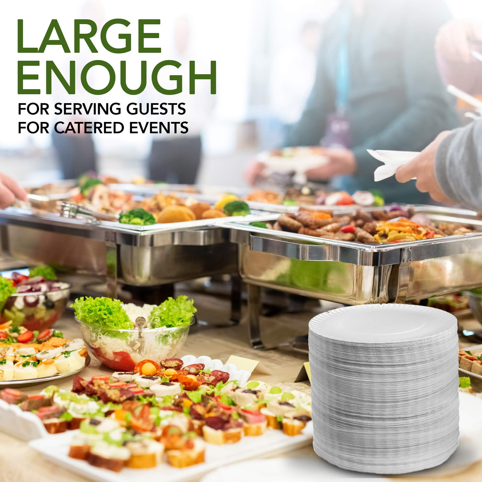 Stock Your Home 9-Inch Paper Plates Uncoated, Everyday Disposable Plates 9" Paper Plate Bulk, White, 1000 Count