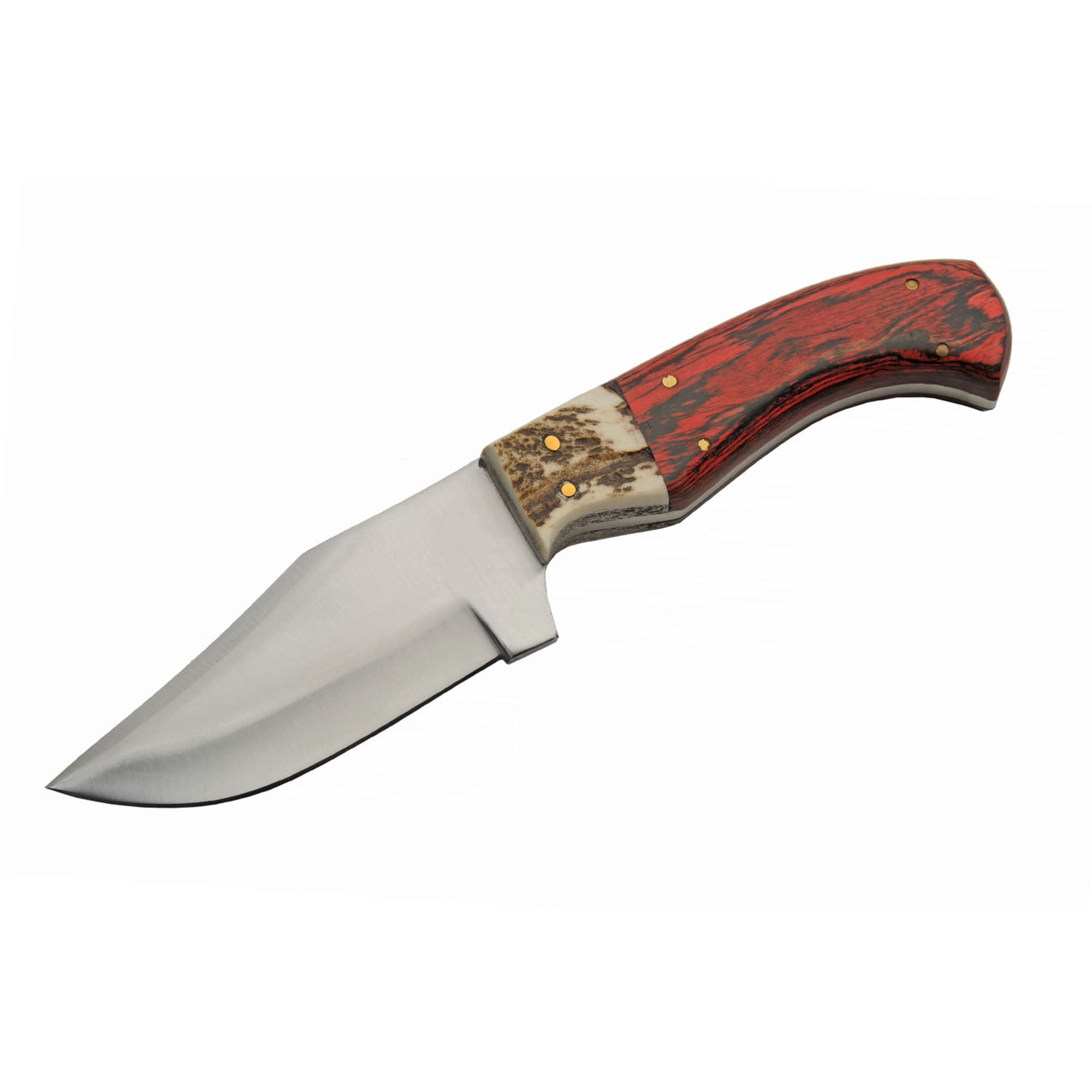 SZCO 9 Inch Fixed Blade Skinner Knife Stainless Steel Blade Wood Handle Brass Pins with Leather Sheath Outdoor Hunting Camping Utility Knife