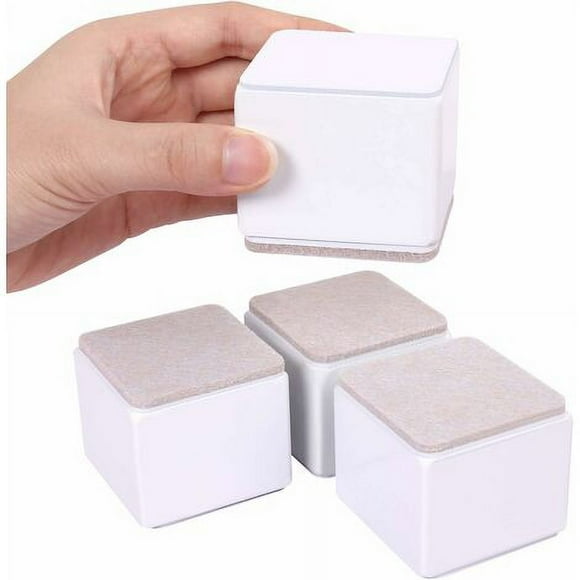 PinesC 5cm Furniture Risers, 6cm Length Bed Risers, Can Raise 5cm for Sofa, Bed and Wardrobe, White Square
