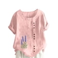 thumbnail image 1 of Vestidos Casuales Para Mujer, Blusas De Mujer De Moda Blusa tipo túnica informal de lino con estampado de peces del océano y botones de manga corta para mujer, 1 of 4