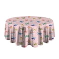 thumbnail image 5 of Pink Butterfly Colorful Wing Pattern Round Tablecloth 60"x60",Wrinkle Wipeable Table Cloth for Kitchen Dining Room Picnic Patio Party, 5 of 6