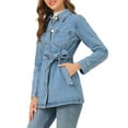 thumbnail image 4 of INSPIRE CHIC Women's Jean Jackets Long Sleeves Tie Waist Button Down Casual Denim Jacket 2XL Blue, 4 of 8