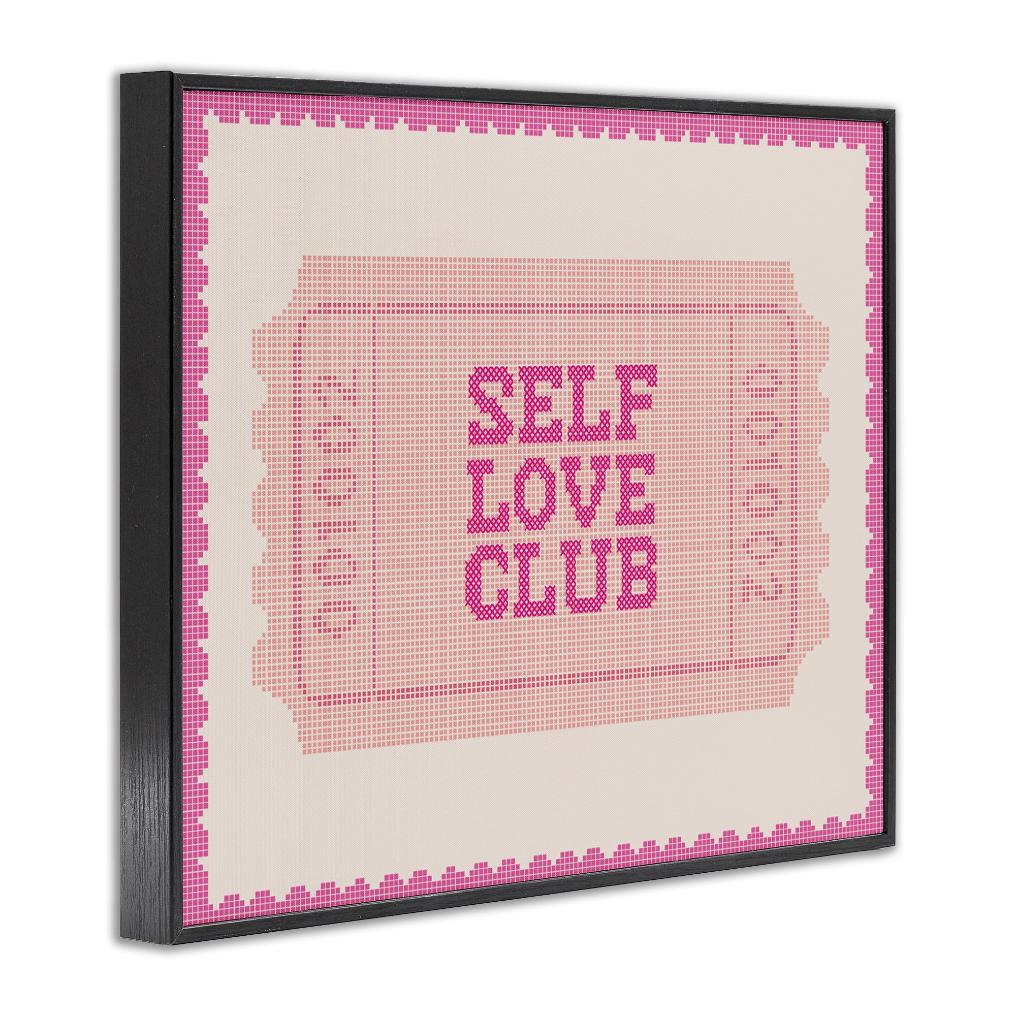 Stupell Industries Self Love Club Retro Ticket Black Framed Giclee Art, design by Lil' Rue