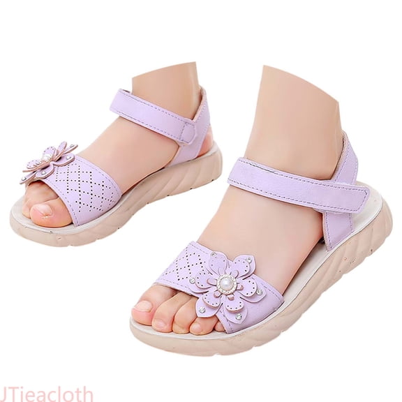 JTieacloth Girls Sandals Adjustable Hook And Loop Strap Comfortable Lightweight Casual Footwear For Kids Outdoor Play Spring Summer Girls Sandals for School,Sizes 10 Little Kid(3.5-4 Years)