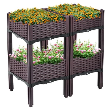 Outsunny Elevated Flower Bed Vegetable Herb Planter Plastic 