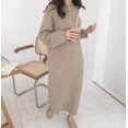 thumbnail image 1 of Suéter de mujer de invierno suelto adelgazante suéter largo falda sobre la rodilla jersey de fondo vestido de punto, 1 of 6