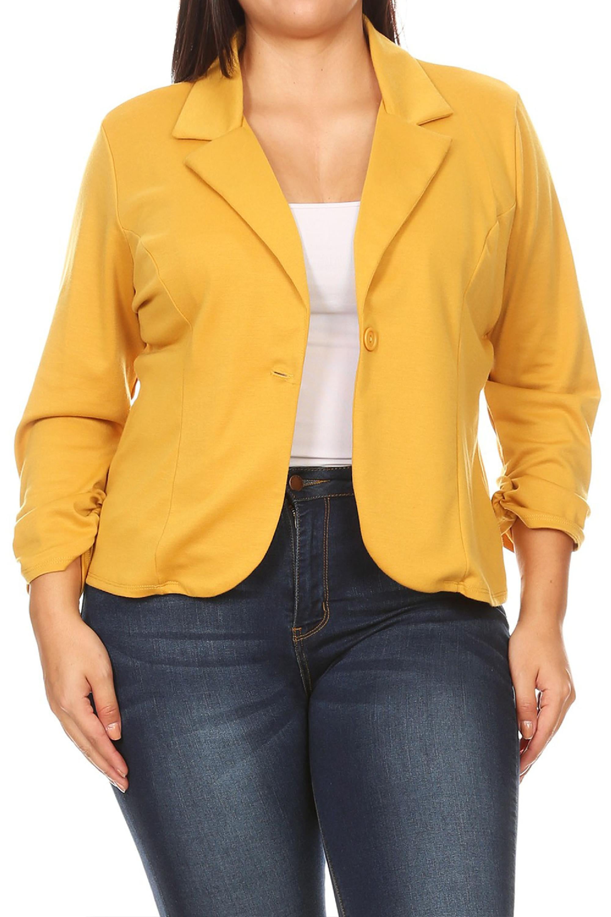 Women's Plus Size Basic Casual Button Solid Outerwear Jacket Blazer