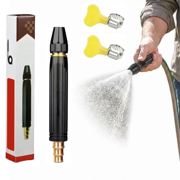 High Pressure Hose Nozzle Heavy Duty, Brass Garden Hose Nozzle Direct Jet Stream, Water Hose Nozzle for Car Washing, Patio Cleaning, Watering