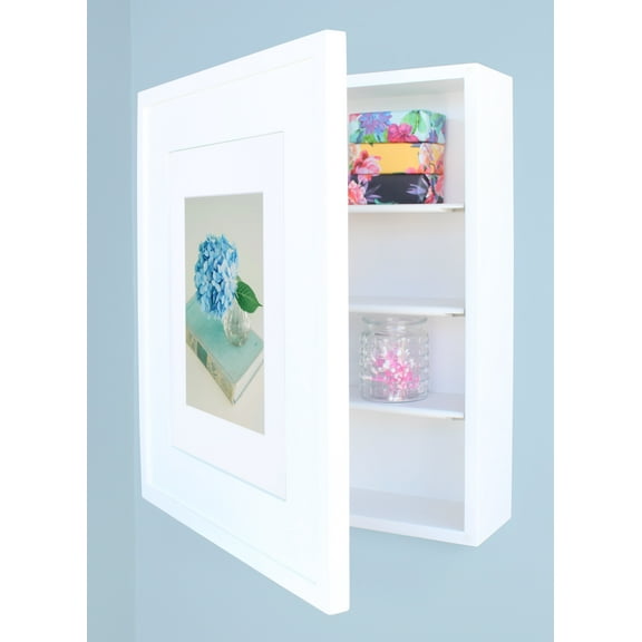 Contemporary White Wall-Mount Picture Perfect Medicine Cabinet by Fox Hollow Furnishings - 19 7/8" H x 16 7/8" W x 5 1/8" D